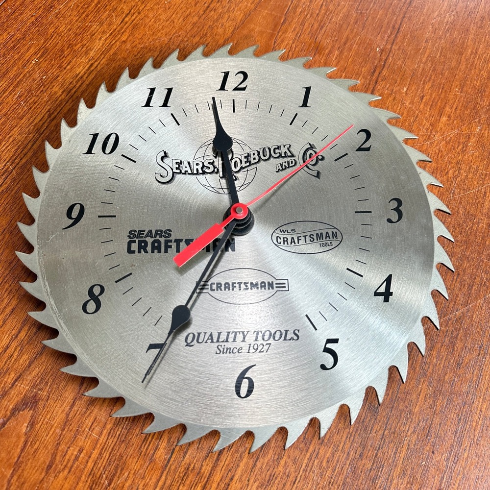 Craftsman Sears Roebuck Saw Blade Wall Clock Metal Industrial 10" Man Cave Tools